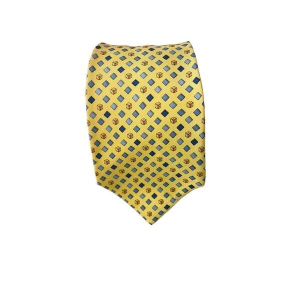 Salvatore Ferragamo Yellow Silk Dice Gambling Necktie - Picture 1 of 6